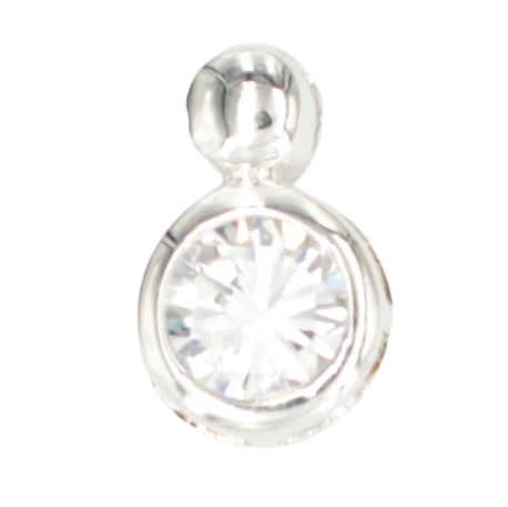 925 Sterling Silberanhänger - mit c/z rund Weiß