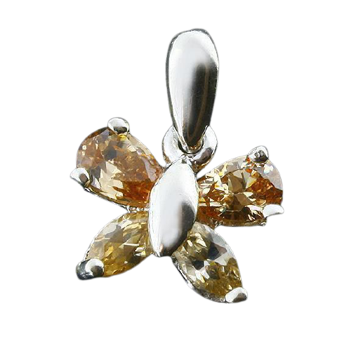 925 Sterling Silberanhänger - Schmetterling mit C/Z gold