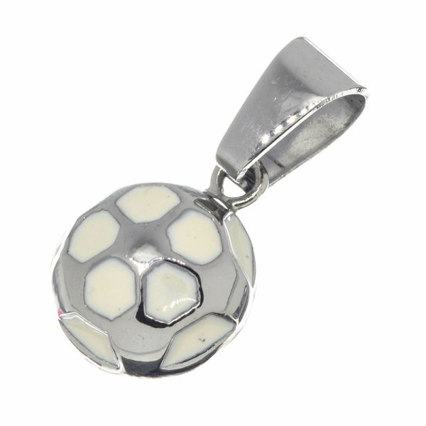 PartnerEdelstahlanhänger - Fußball Klein/weiß (AS 2082-1)