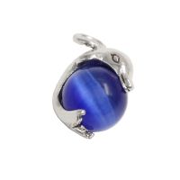925 Sterling Silberanhänger - Delphin "Chad" mit Kugel blau