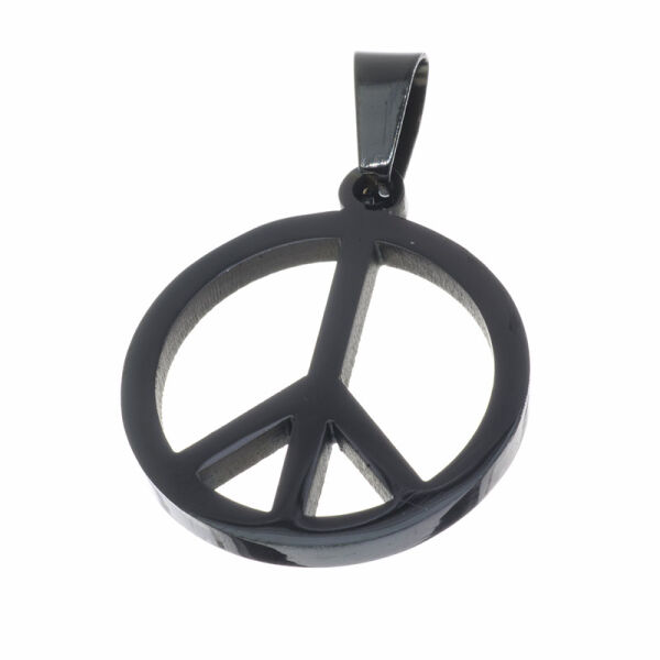 Edelstahlanhänger - Peace PVD-Schwarz