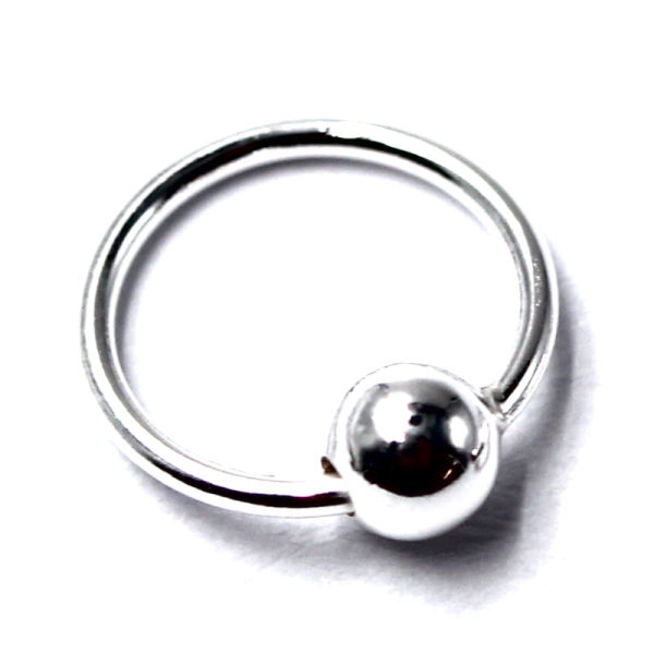 925 Sterling Silver - Nose Creole with Ball/ 5 Units/ Ø 10mm