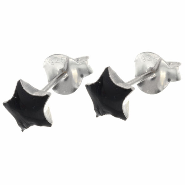 Silberohrstecker - Stern Schwarz
