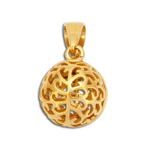Edelstahlanhänger - Kugel - Farbe PVD-Gold