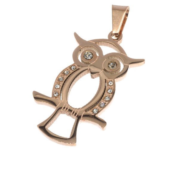 Edelstahlanhänger - Eule PVD-Rosegold