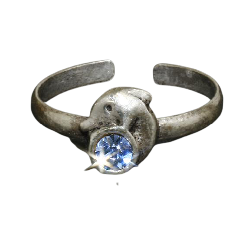 925 Sterling Silberring / Kinder- und Zehenring "Delfin" Blau