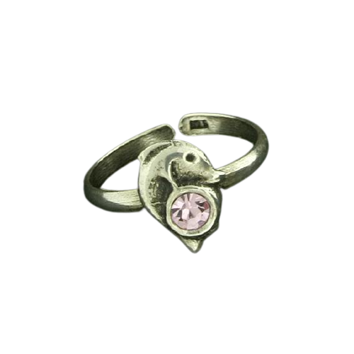 925 Sterling Silberring / Kinder- und Zehenring "Delfin" Rosa