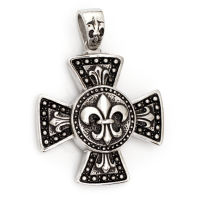 Edelstahlanhänger - Eisernes Kreuz mit Lilie
