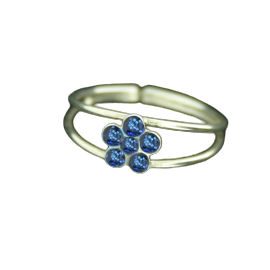 925 Sterling Silberring / Kinder- und Zehenring "Blume" Grün