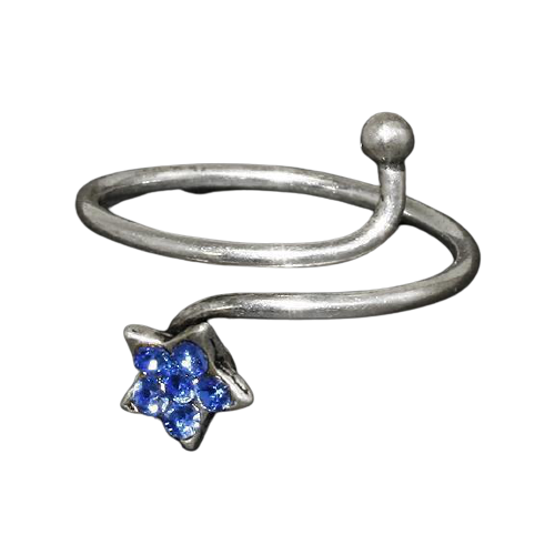 925 Sterling Silberring / Kinder- und Zehenring "Stern" Hellblau