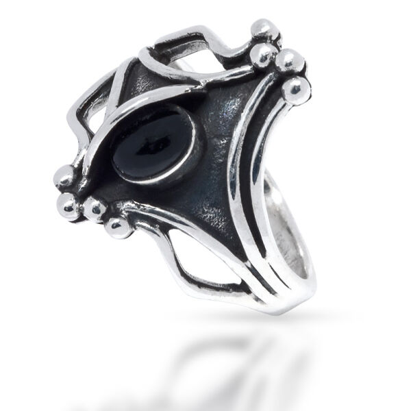 925 Sterling silver ring - onyx eye 54 (17,2 Ø) 6,8 US