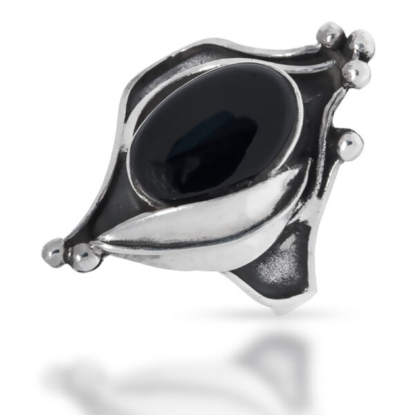 925 Sterling silver ring - onyx stone 58 (18,4 Ø) 08 US