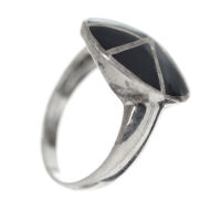 925 Sterling Silver Ring - Round Onyx