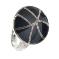 925 Sterling Silver Ring - Round Onyx