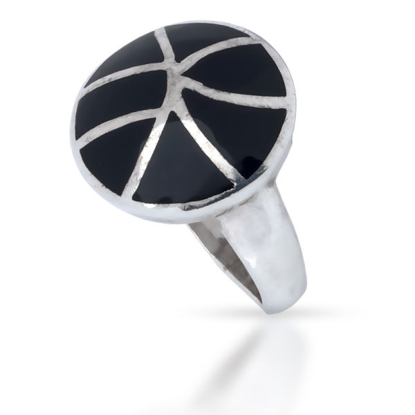 925 Sterling Silver Ring - Round Onyx