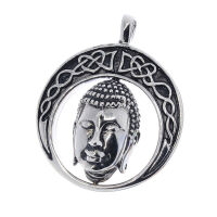 Edelstahlanhänger - Buddha mit drehbarem Kopf