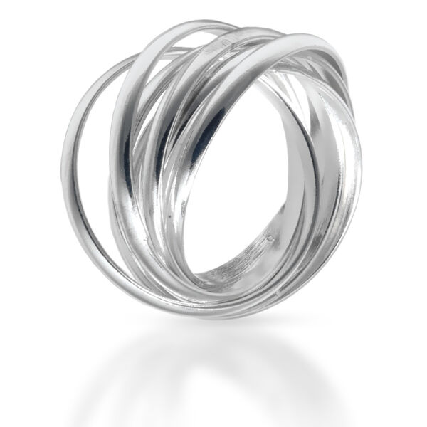 925 Sterling Silberring - 7 Ringe Puzzle-Ring 54 (17,2 Ø) 6,8 US