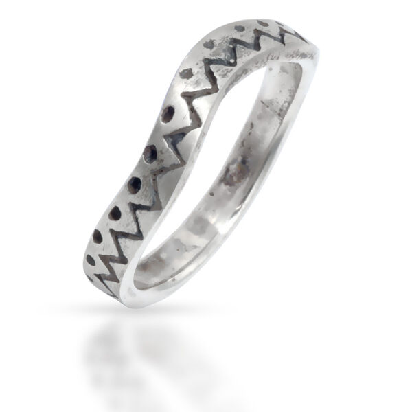 925 Sterling Silberring - Welle mit Ornamenten 48 (15,3 Ø) 04 US