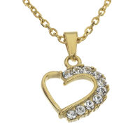 Stainless steel pendant - Heart with Zirconias, PVD-Gold