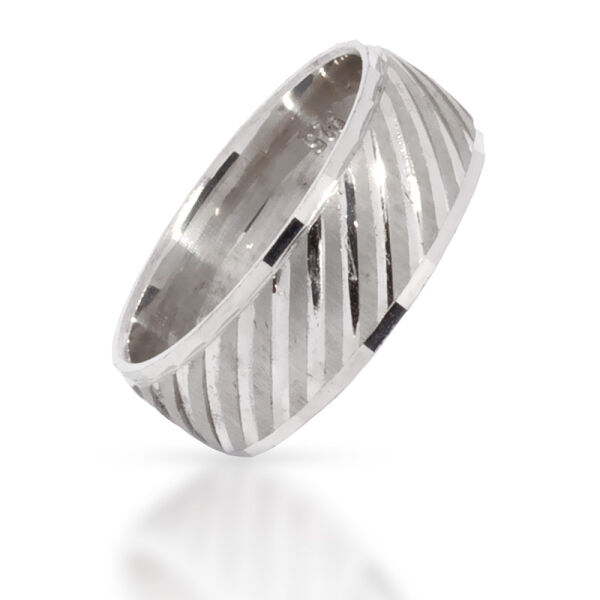 925 Sterling Silberring - diagonale Streifen 52 (16,6 Ø) 6,1 US