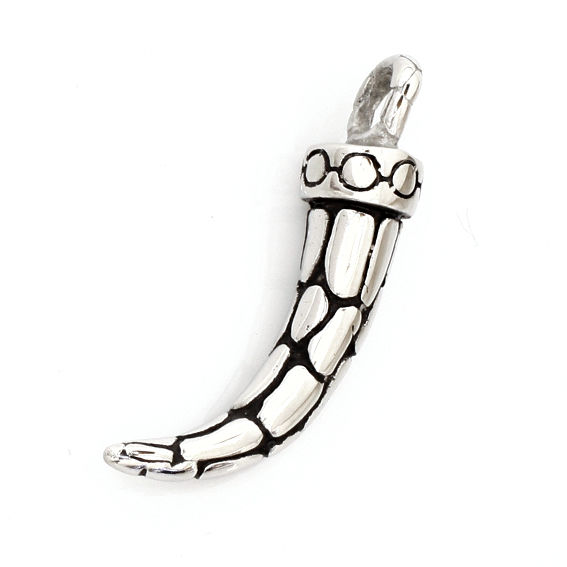 Edelstahlanhänger - Zahn / Horn "Schuppenhaut" ca 32 x 8mm