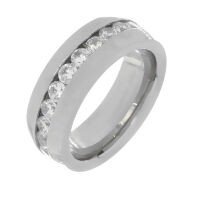Stainless Steel Ring with Pure Colored Cubic Zirconia