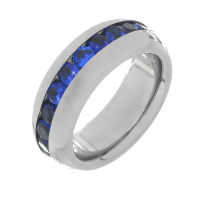 Stainless Steel Ring with Pure Colored Cubic Zirconia