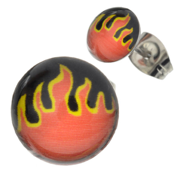 Edelstahlohrstecker  -  Flammen 8 mm