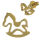 Stainless Steel Stud Earrings - Rocking Horse, PVD-Gold
