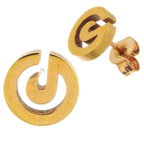 Stainless Steel Stud Earrings - Spiral PVD-Roségold