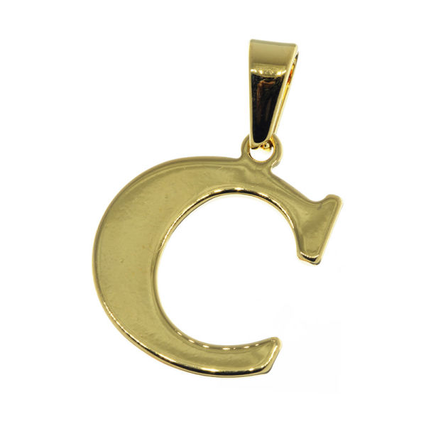 Edelstahlanhänger - Buchstabe "C" PVD-Gold