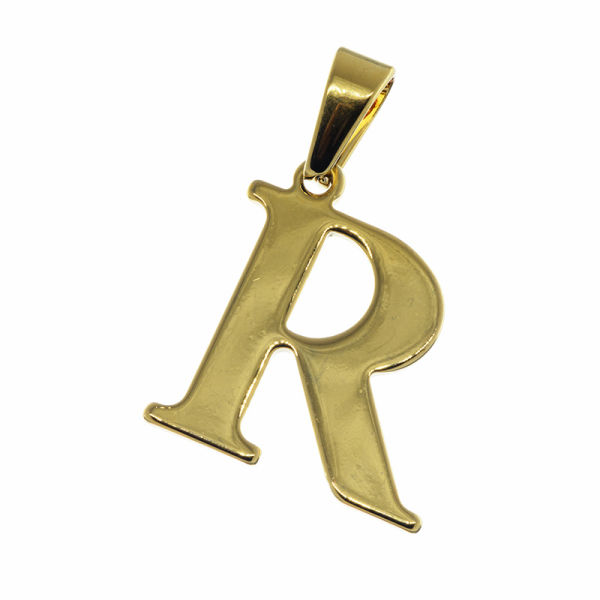 Stainless Steel Pendant - Letter "R" PVD Gold