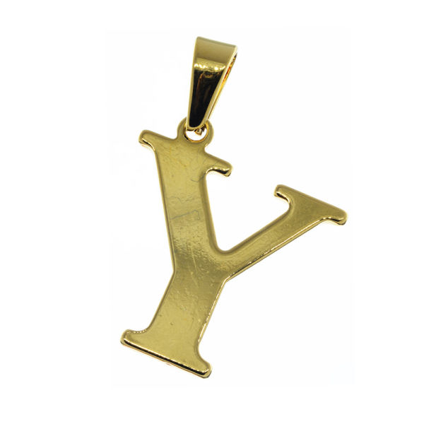 Stainless Steel Pendant - Letter "Y" PVD Gold