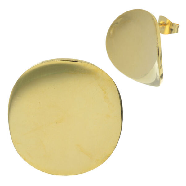 Edelstahlohrring - gewölbter Kreis, PVD-Gold