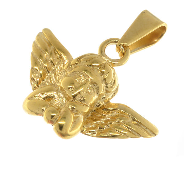 Edelstahlanhänger - Engel PVD-Gold