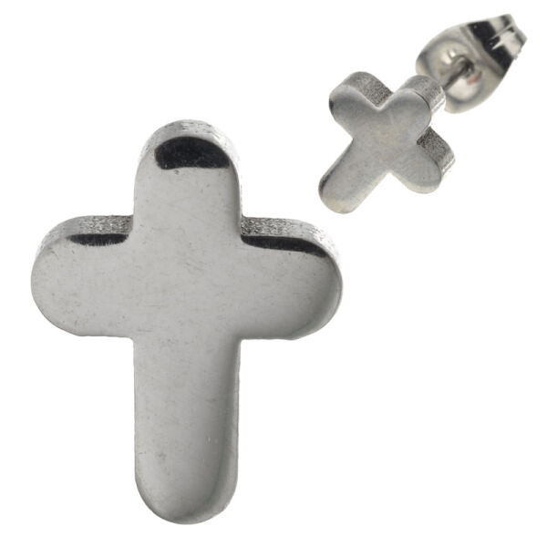 Edelstahlohrstecker - Kreuz, stahlfarben
