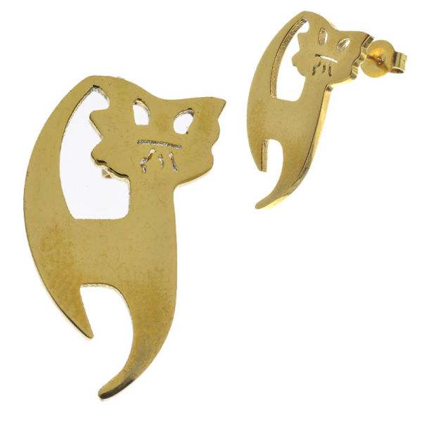Edelstahlohrstecker - Katzen "Maya" " PVD-Gold"