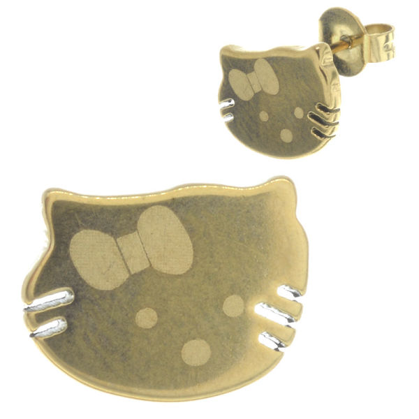 Edelstahlohrstecker Katze PVD-Gold