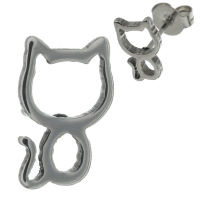 Edelstahlohrstecker - Katze mit großem Kopf...