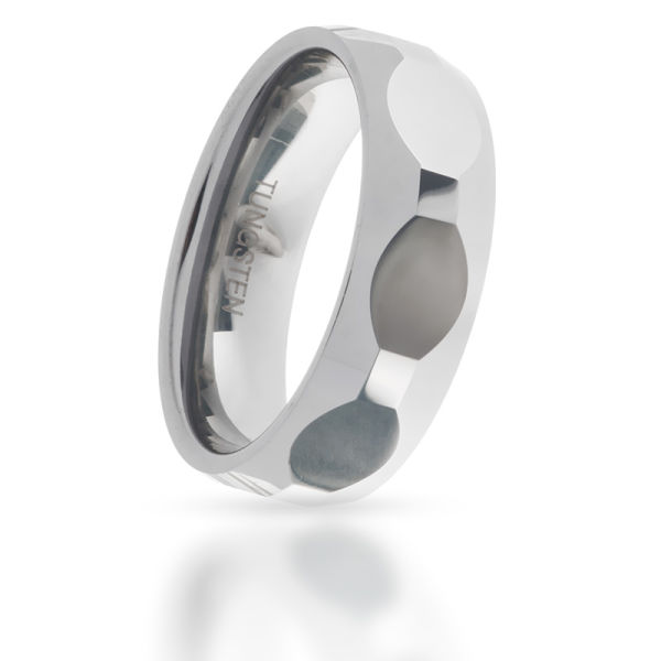 Polished Tungsten Ring Oval-Facetted Cambered 8mm 68