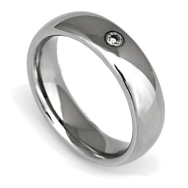 Tungsten Ring 6 mm with Stone 64 (20,4) 10.7 US