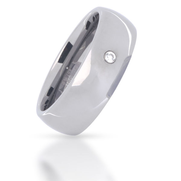 Wolframring 8 mm – mit funkelndem Stein - 65 (20,7 Ø) 11 US