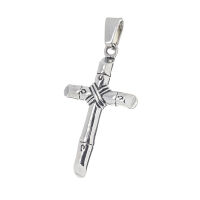 Stainless Steel Pendant – Cross with Wrapped Centre