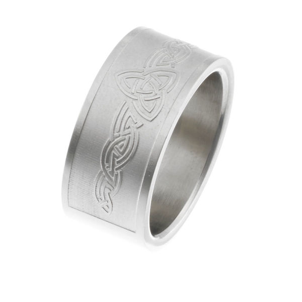 Halbseitig gelaserter Ring mit Trinity Knoten - poliert 56