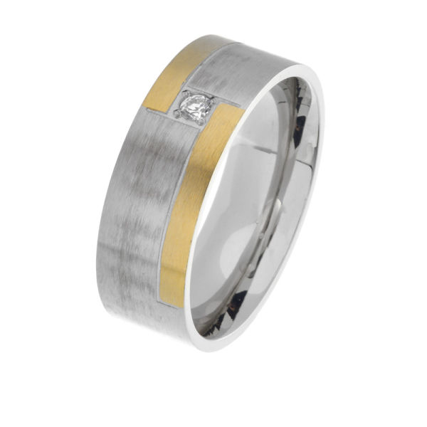 Edelstahlring/PVD Beschichtung/Cubik Zirkonia 56 (17,8 Ø) 07 US