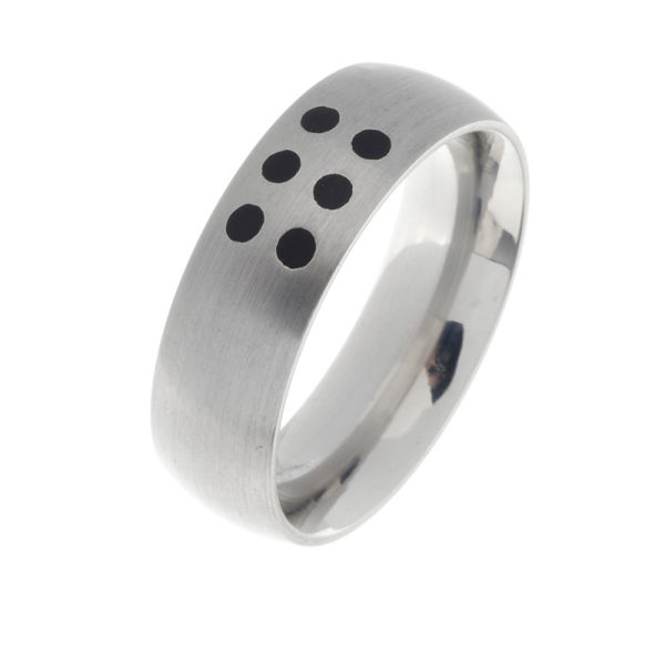 Edelstahlring - mit schwarzen Punkten 52 (16,6 Ø) 06 US