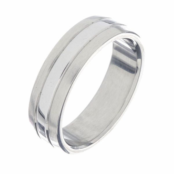 Edelstahlring - Ring mit 2 umlaufenden Streifen 58