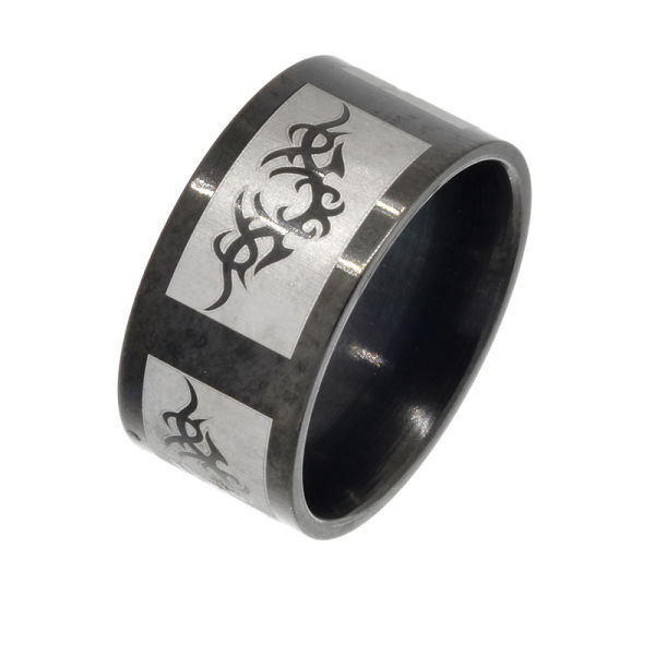 Edelstahlring- mit Tribalmotiv 60 (19,1 Ø) 9,1 US
