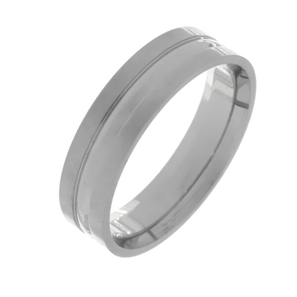 Edelstahlring - Ring mit poliertem Mittelstreifen 48