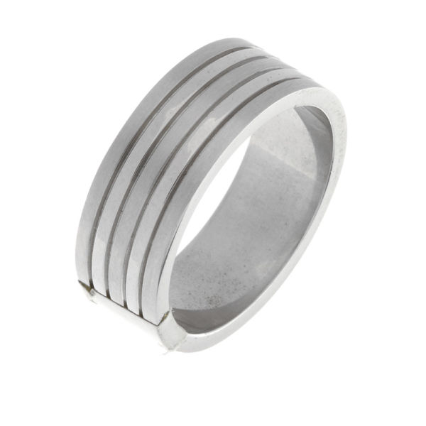 Edelstahlring - Mattierter Ring mit 2 polierten Streifen 54